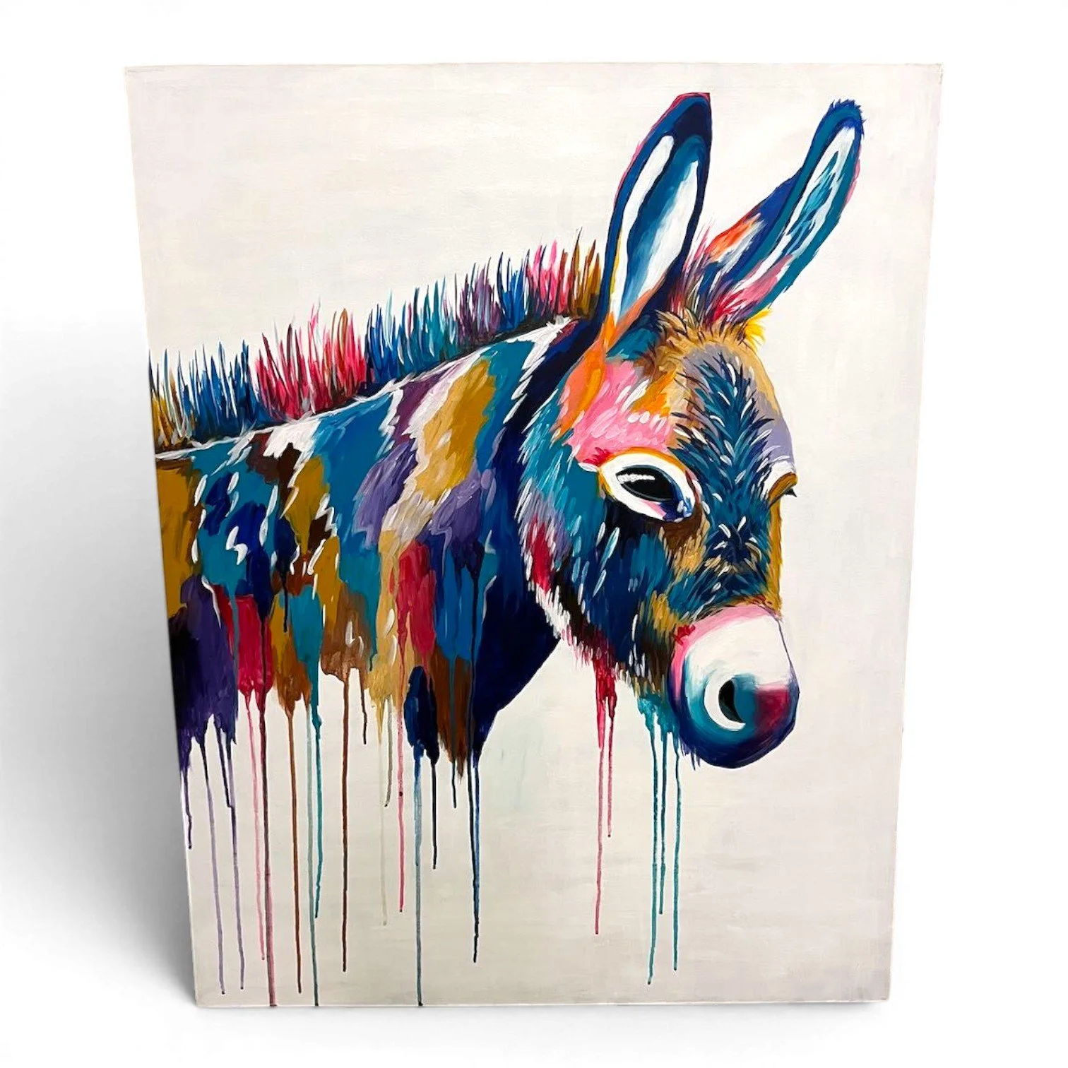 Burro Chorreante | Handmade Mexican Donkey Canvas Art