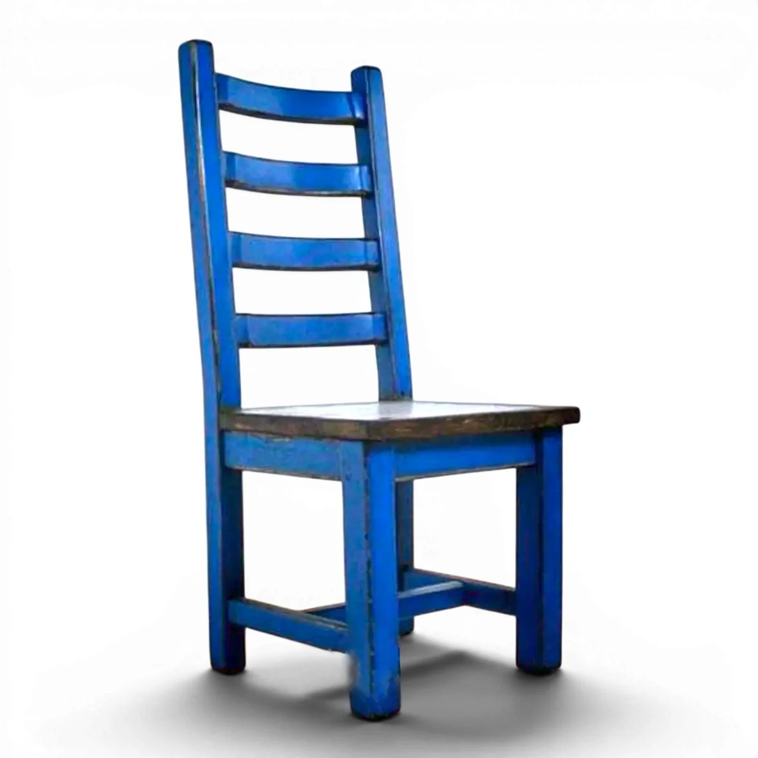 Guadalajara handcrafted Mexican reclaimed wood cantina dining chair with ladder back design