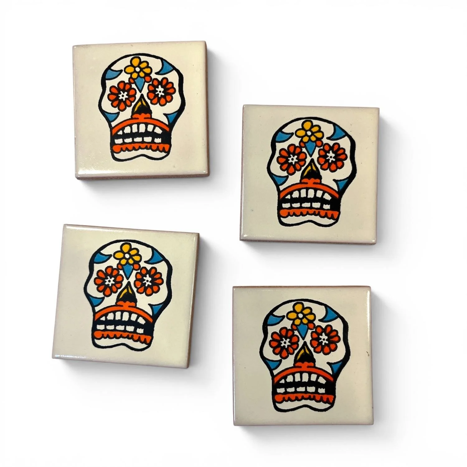Talavera Tile Coaster Set – Handmade Mexican Tile Coasters (Set of 4) - Style 16