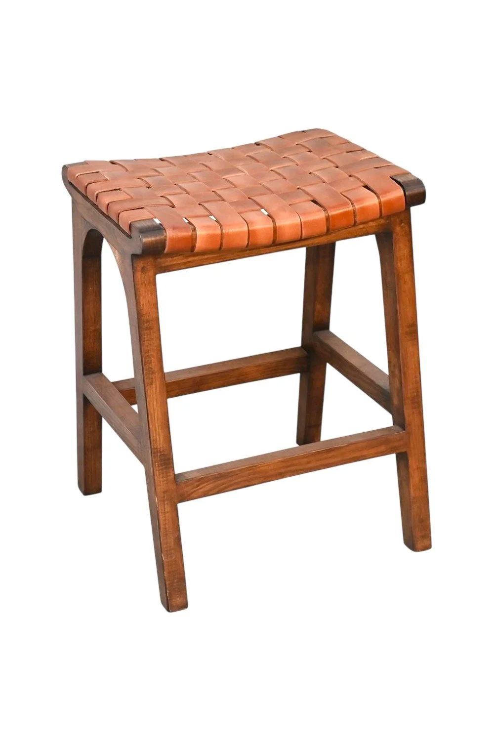 Cambria Crisscross Leather Bar Stool – Terracotta