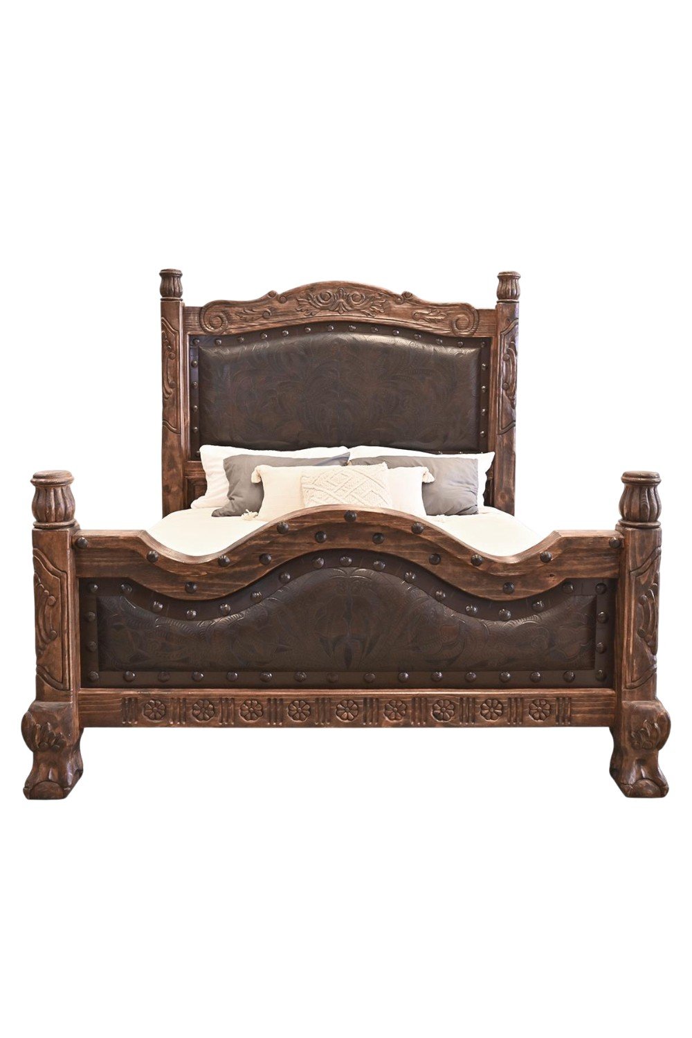 Chaparral Tooled Leather Western Bed – Rustic Luxury Bed
