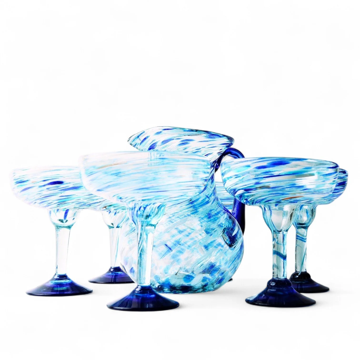 Cobalt Snow Margarita Glass & Pitcher Set