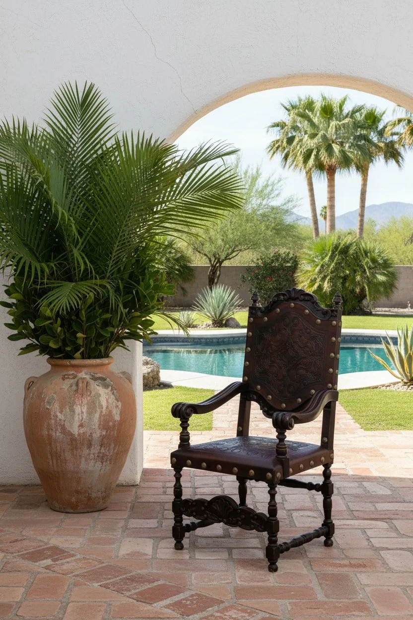 Lobitos Tooled Leather Dining Chair