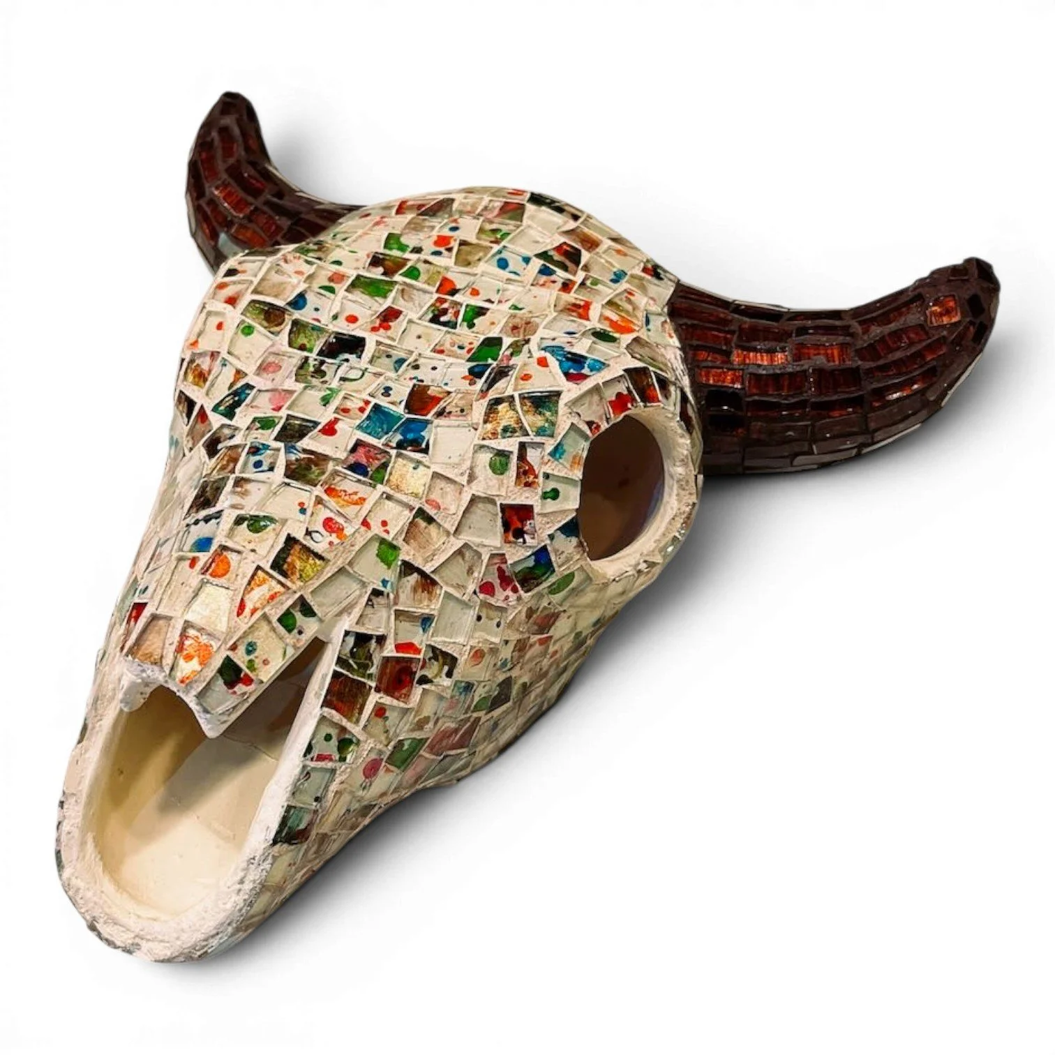 Small Mosaic Cow Skull | Handmade Mexican Wall Art