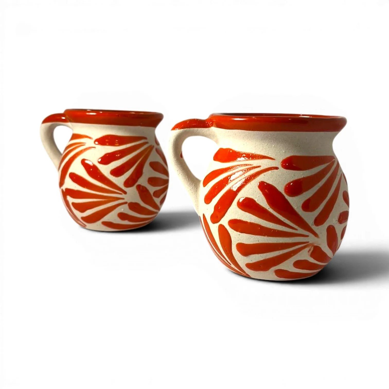 Taza de Café Orange Mug Set | Handmade Mexican Clay Coffee Mugs (Set of 2)