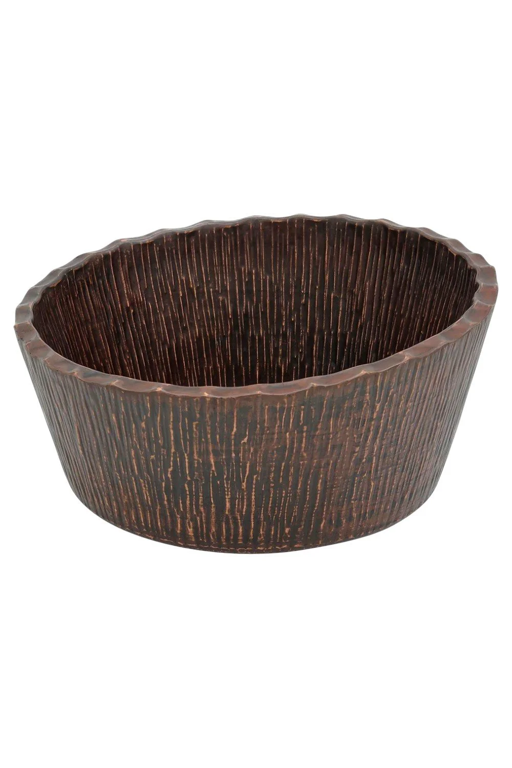 Mexiquillo 14.5" Round Forest Hammered Copper Premium Vessel Sink