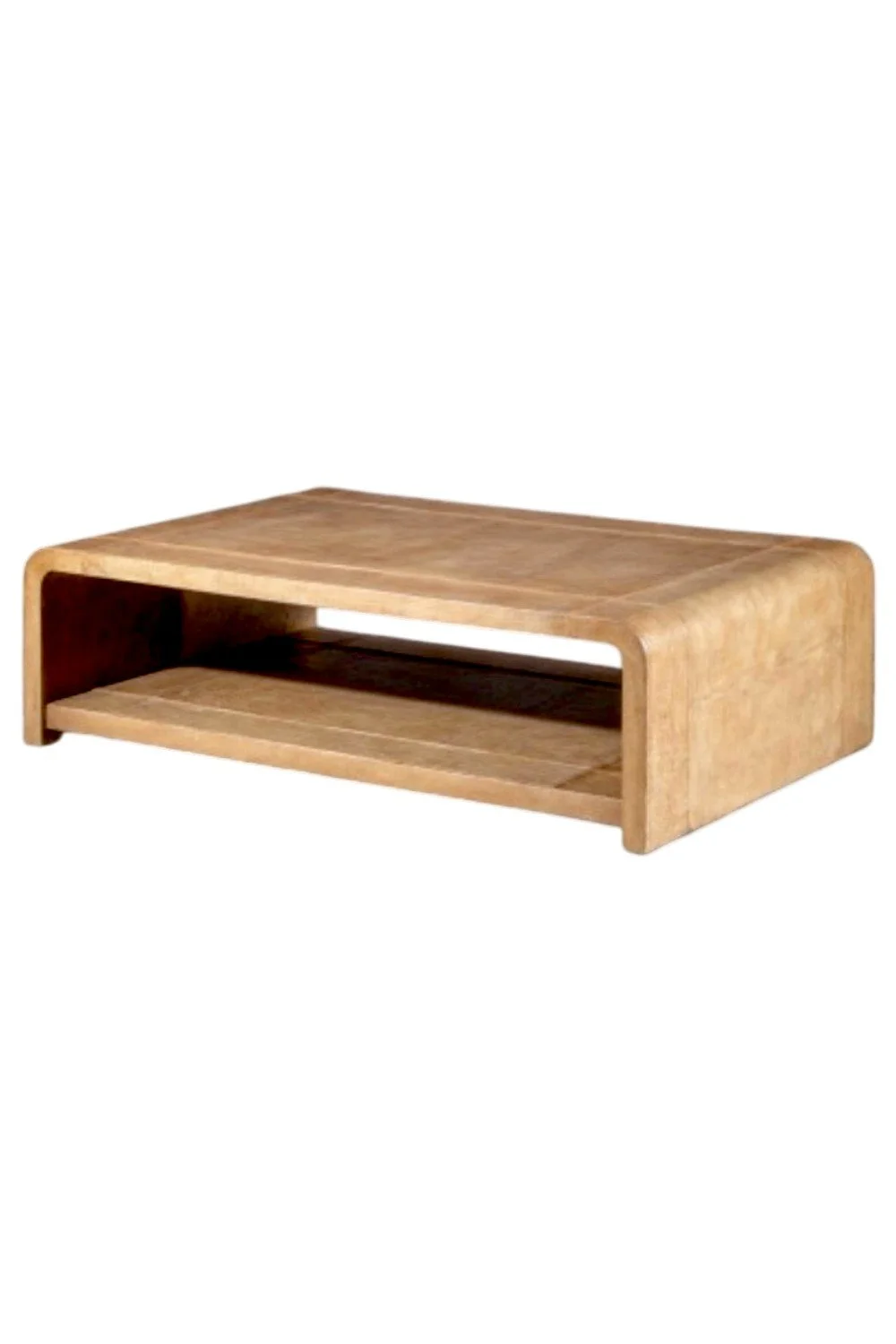 Yazmin Coffee Table – Leather Wrapped Modern Rustic Coffee Table