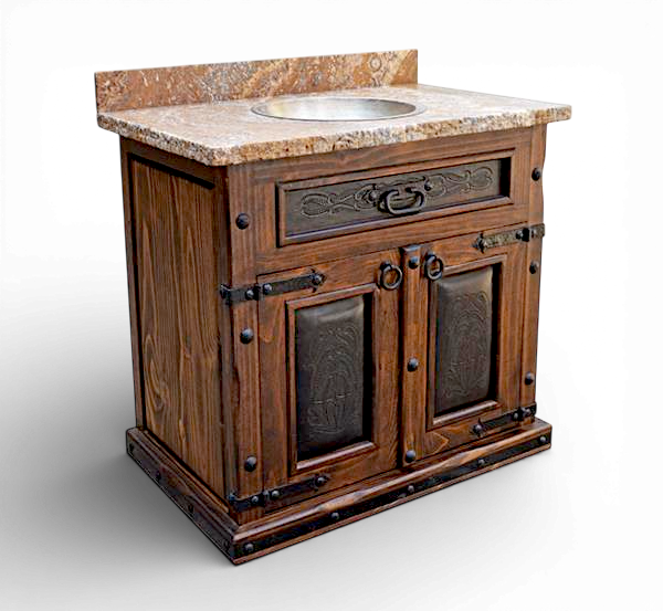 Trinity Tooled Leather & Stone Vanity