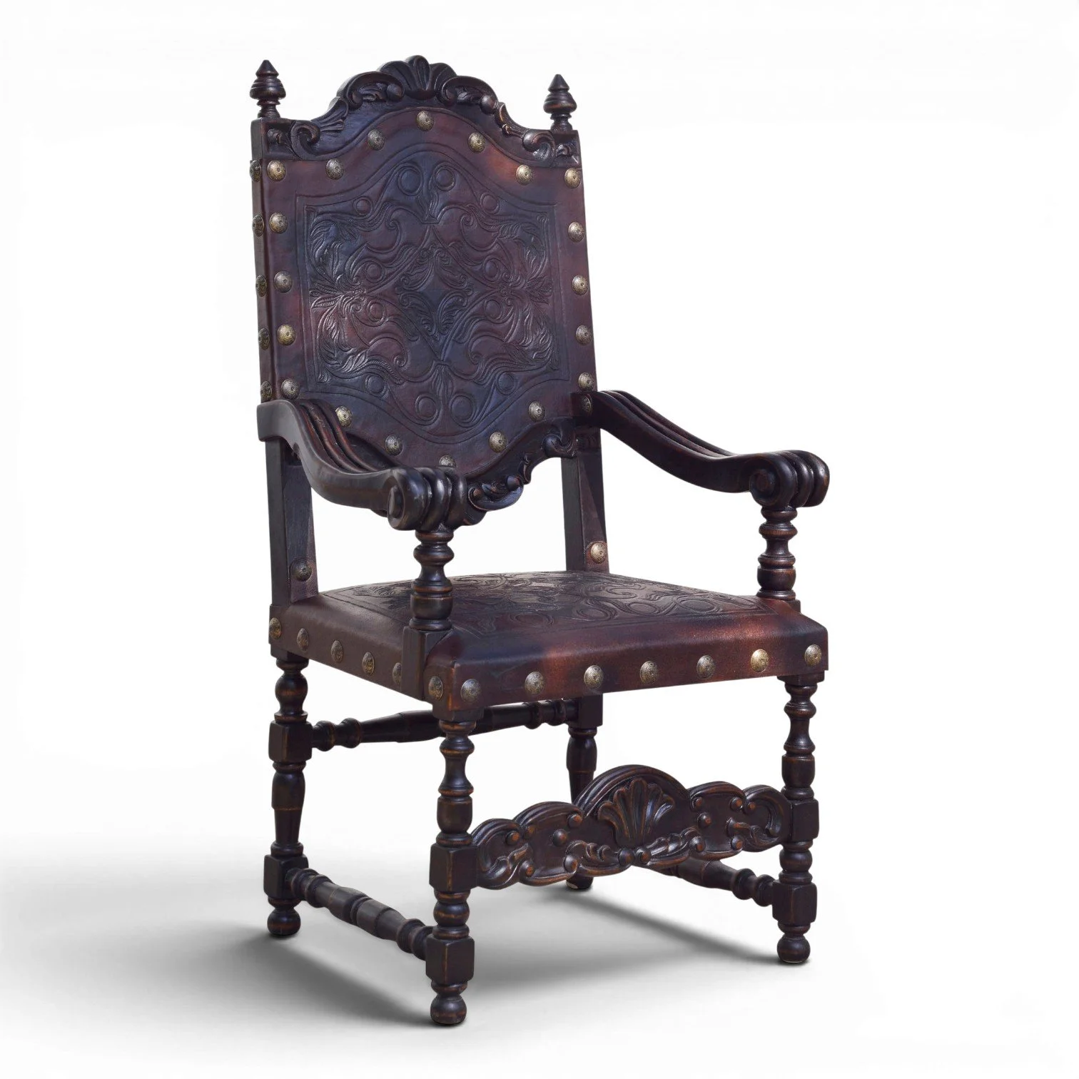 La Paz Tooled Leather Dining Chair | Handmade Tooled Leather Dining Chair
