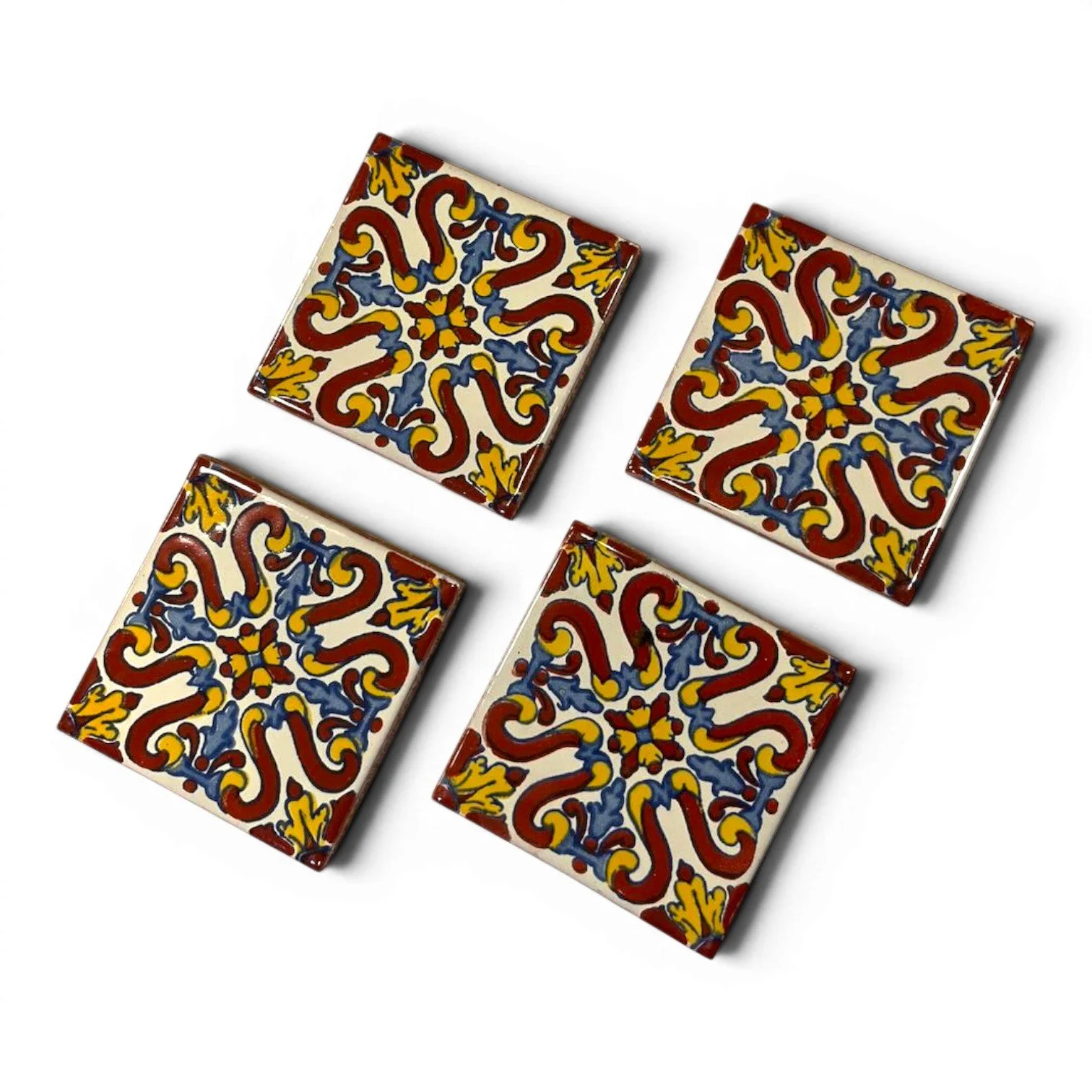 Talavera Tile Coaster Set – Handmade Mexican Tile Coasters (Set of 4)