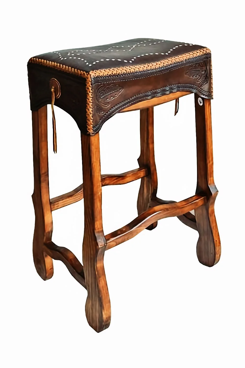 Durango Stitched Leather Saddle Stool