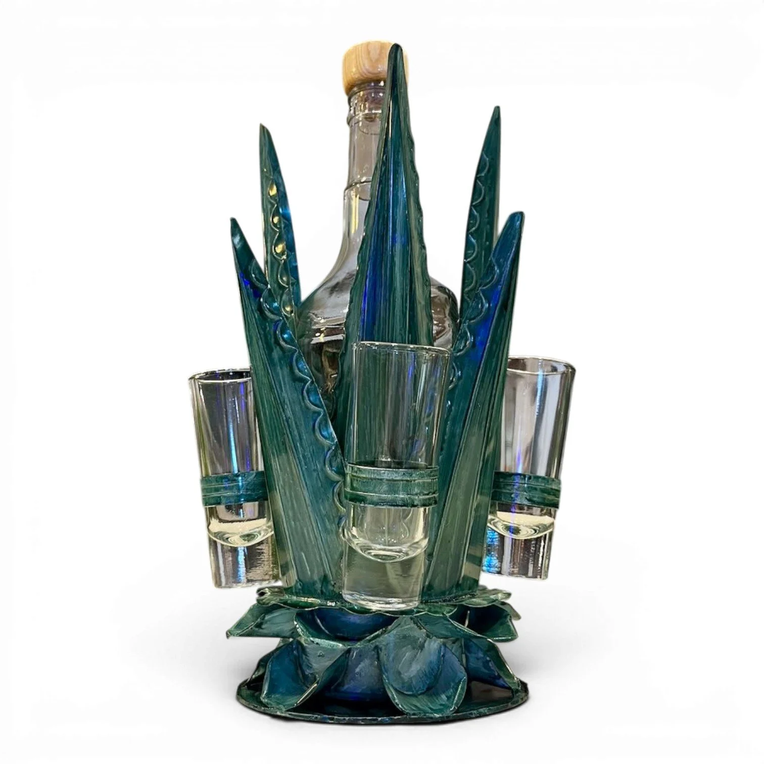 Medium Metal Agave Tequila Set | Handmade Mexican Barware - Agave Green