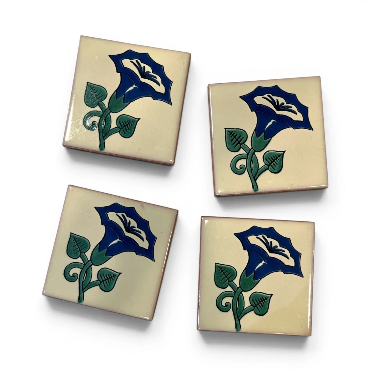 Talavera Tile Coaster Set – Handmade Mexican Tile Coasters (Set of 4) - Style 8