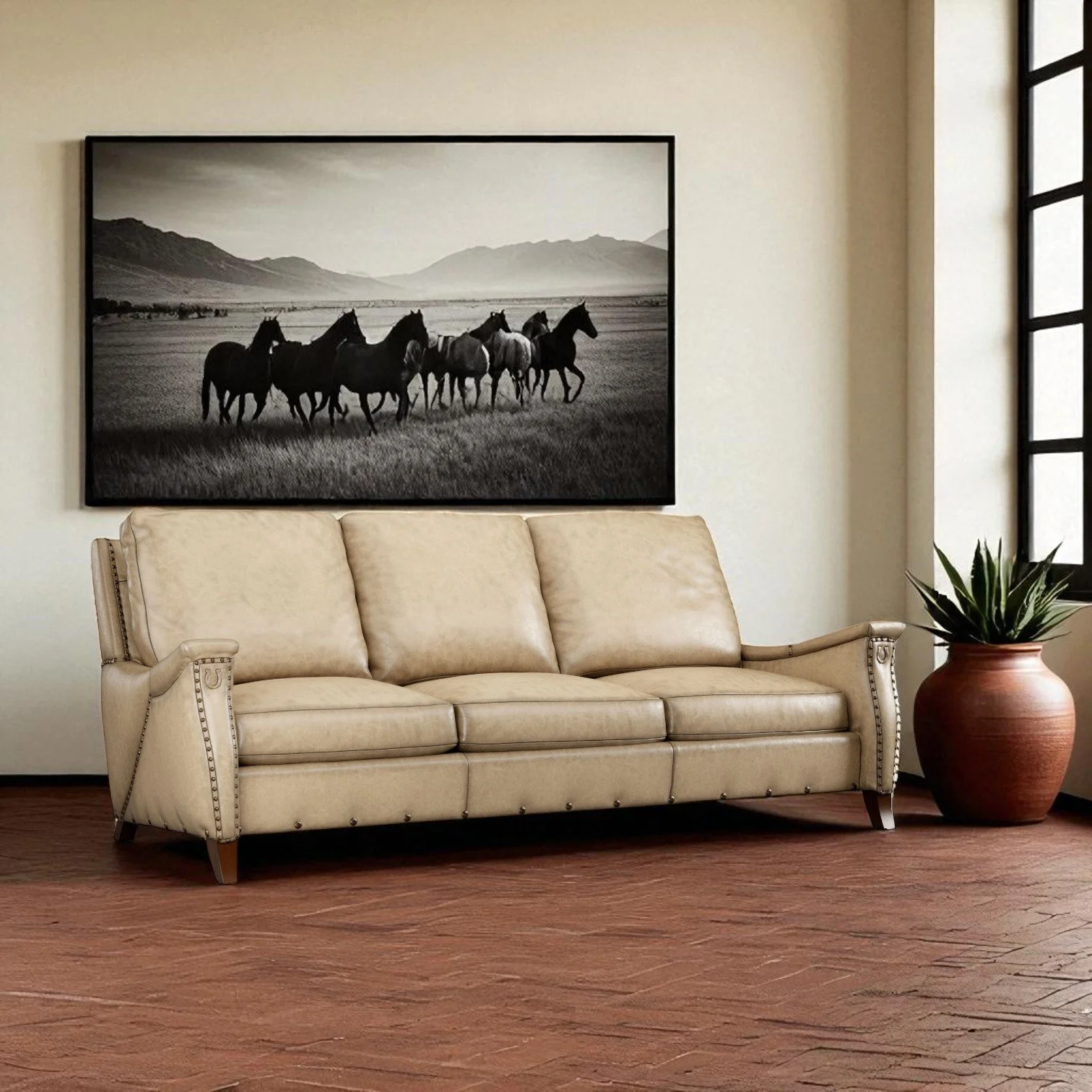 Corvallis Leather Sofa - Ivory