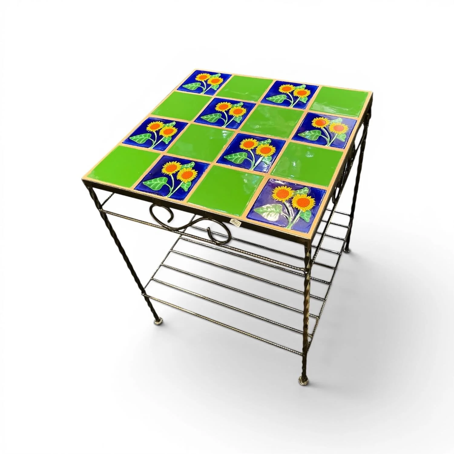Talavera 16 Tile Table – Handmade Mexican Tile & Iron End Table - Estillo 4