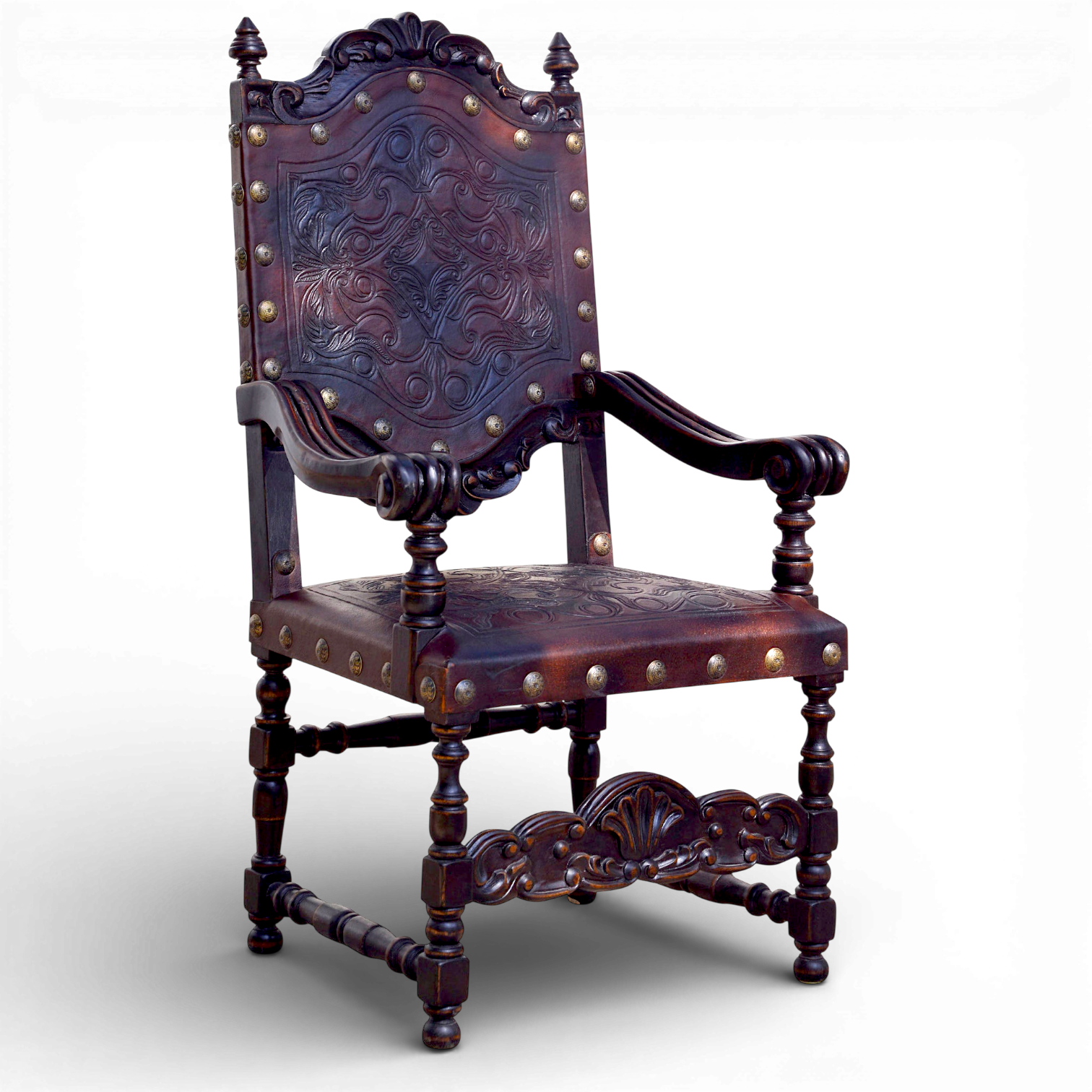 Lobitos Tooled Leather Dining Chair - Grande