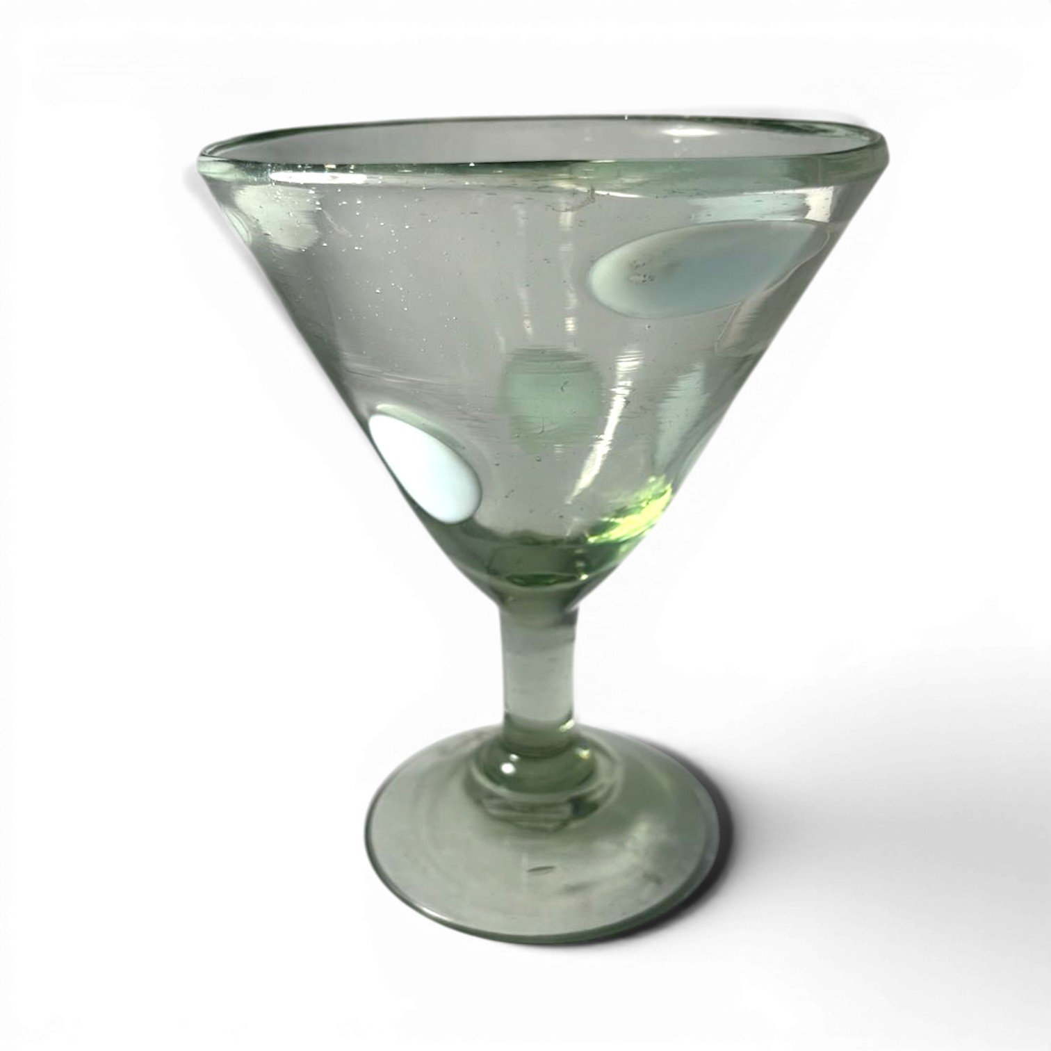 White Polka Dot Martini Glass | Handmade Mexican Handblown Artisan Cocktail Glass