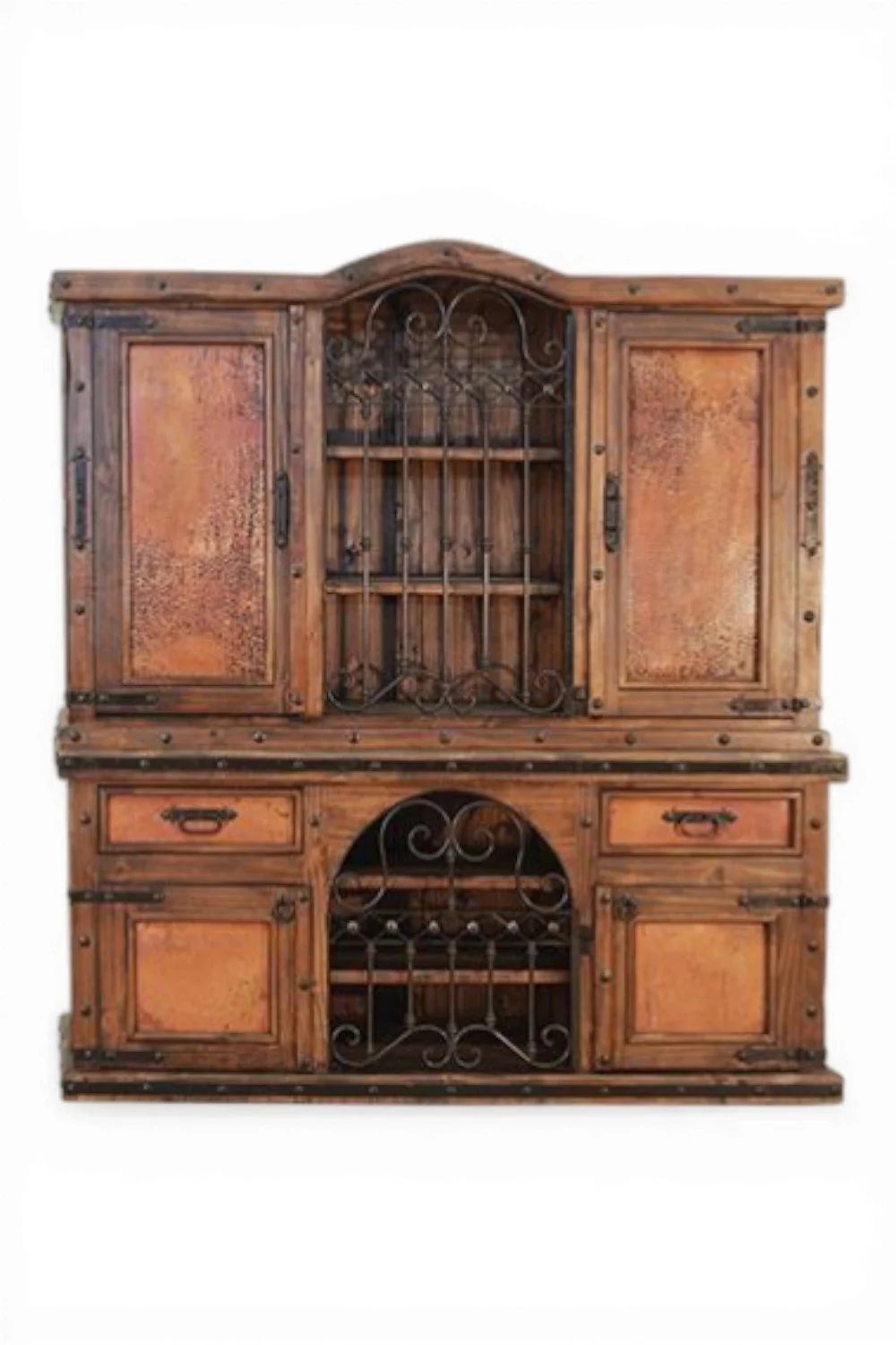 El Chapote Copper Hutch with Wine Rack