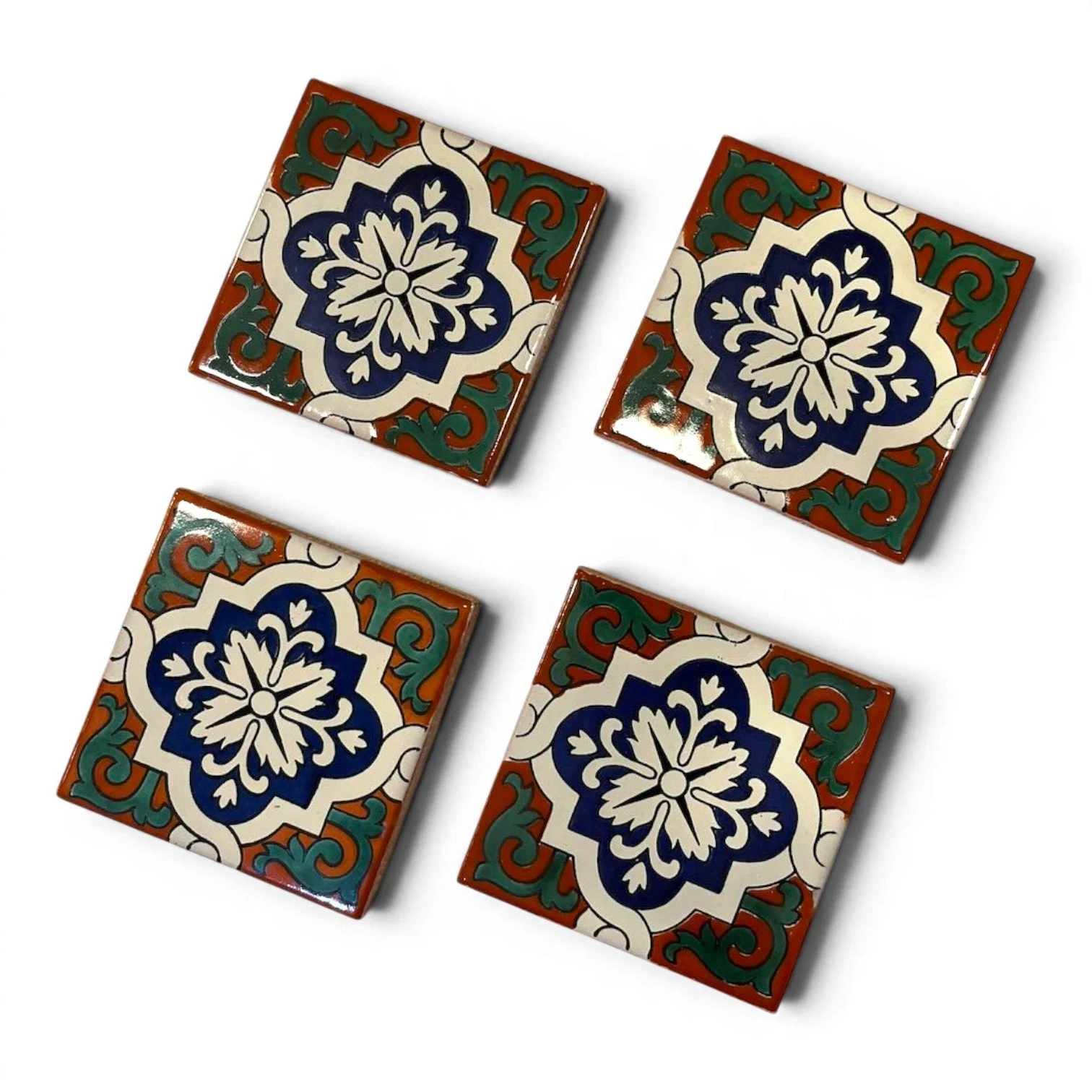 Talavera Tile Coaster Set – Handmade Mexican Tile Coasters (Set of 4)