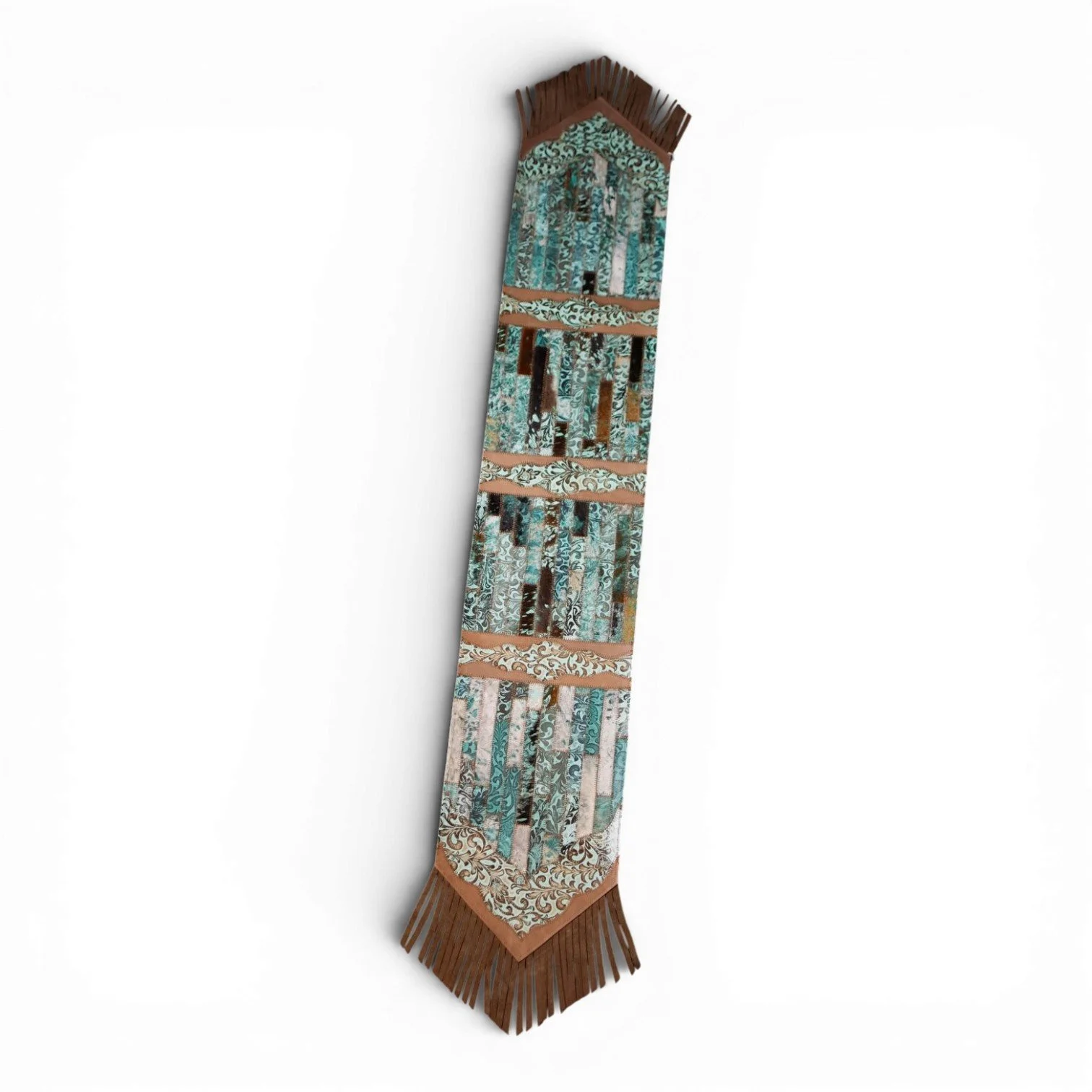 Sueño Turquesa Tooled Leather & Cowhide Table Runner