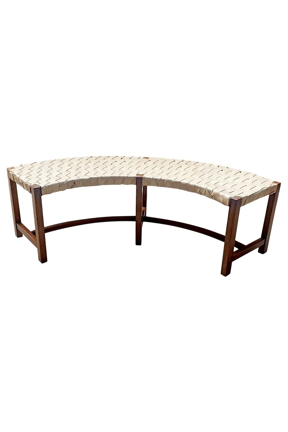 Malibu Woven Leather Curved Bench