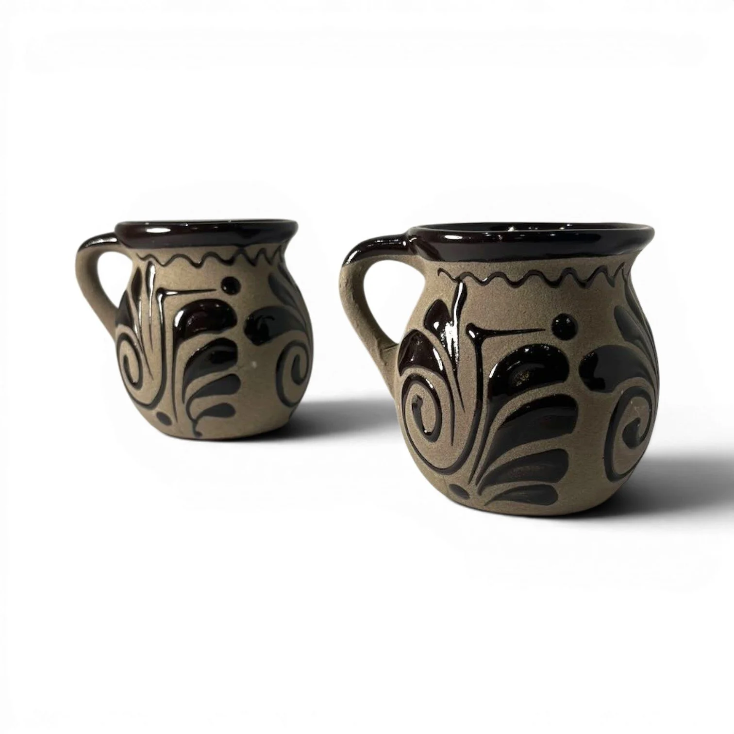 Taza de Café Cocoa Mug Set | Handmade Mexican Clay Coffee Mugs (Set of 2)
