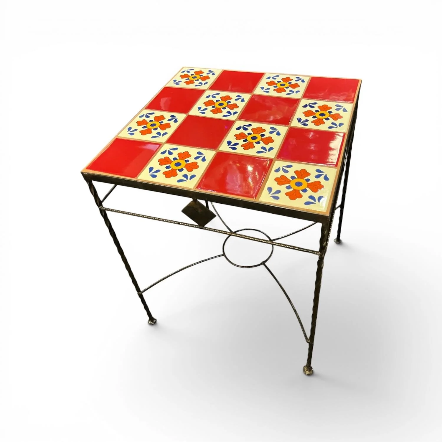 Talavera 16 Tile Table – Handmade Mexican Tile & Iron End Table - Estillo 3