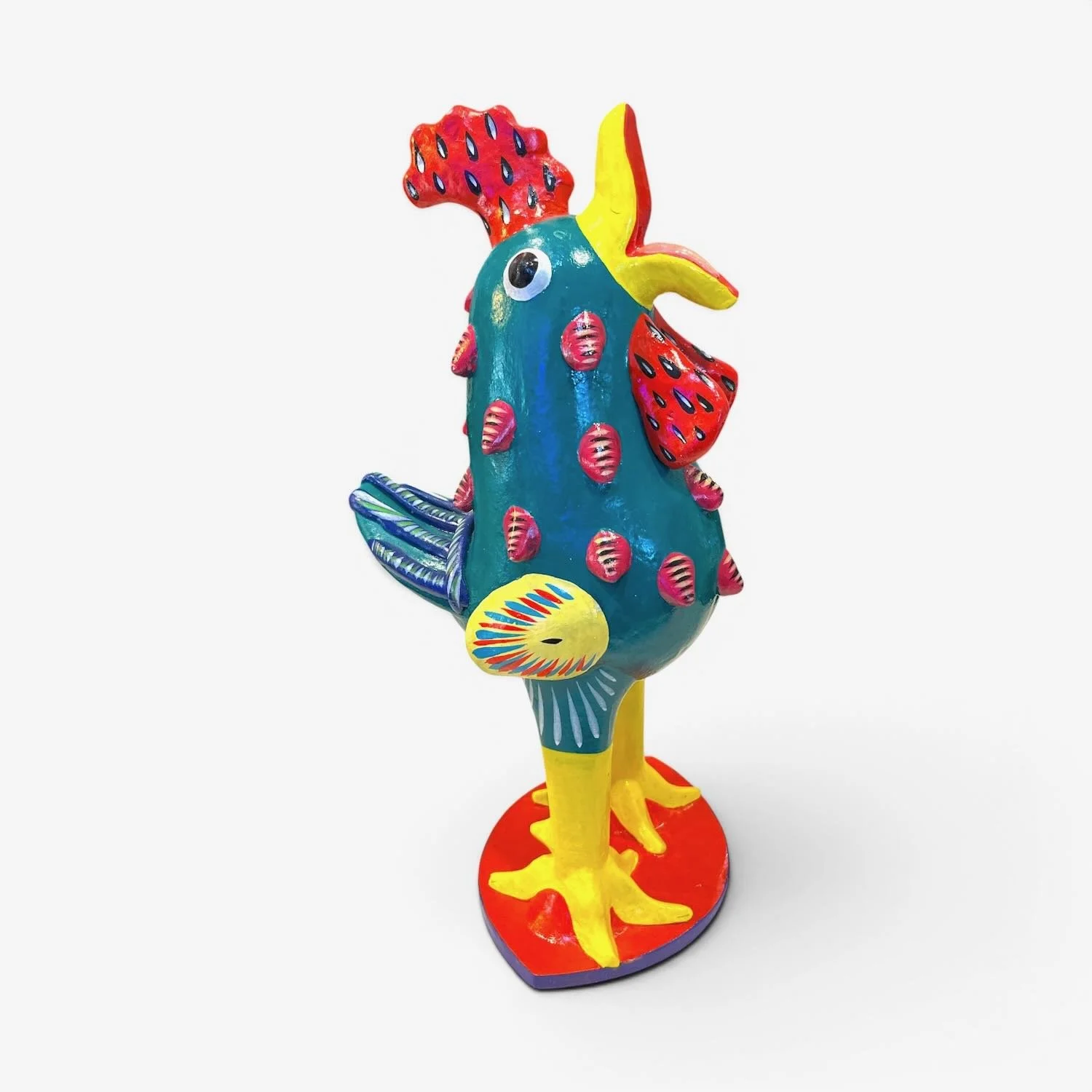 Gallo Ortega 19" Green Clay Rooster | Signed Handmade Mexican Folk Art