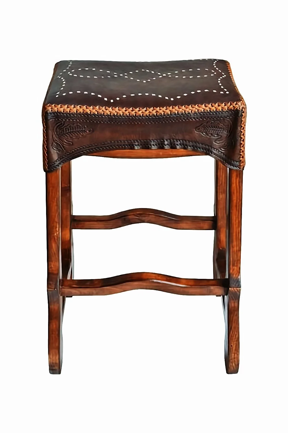 Durango Stitched Leather Saddle Stool
