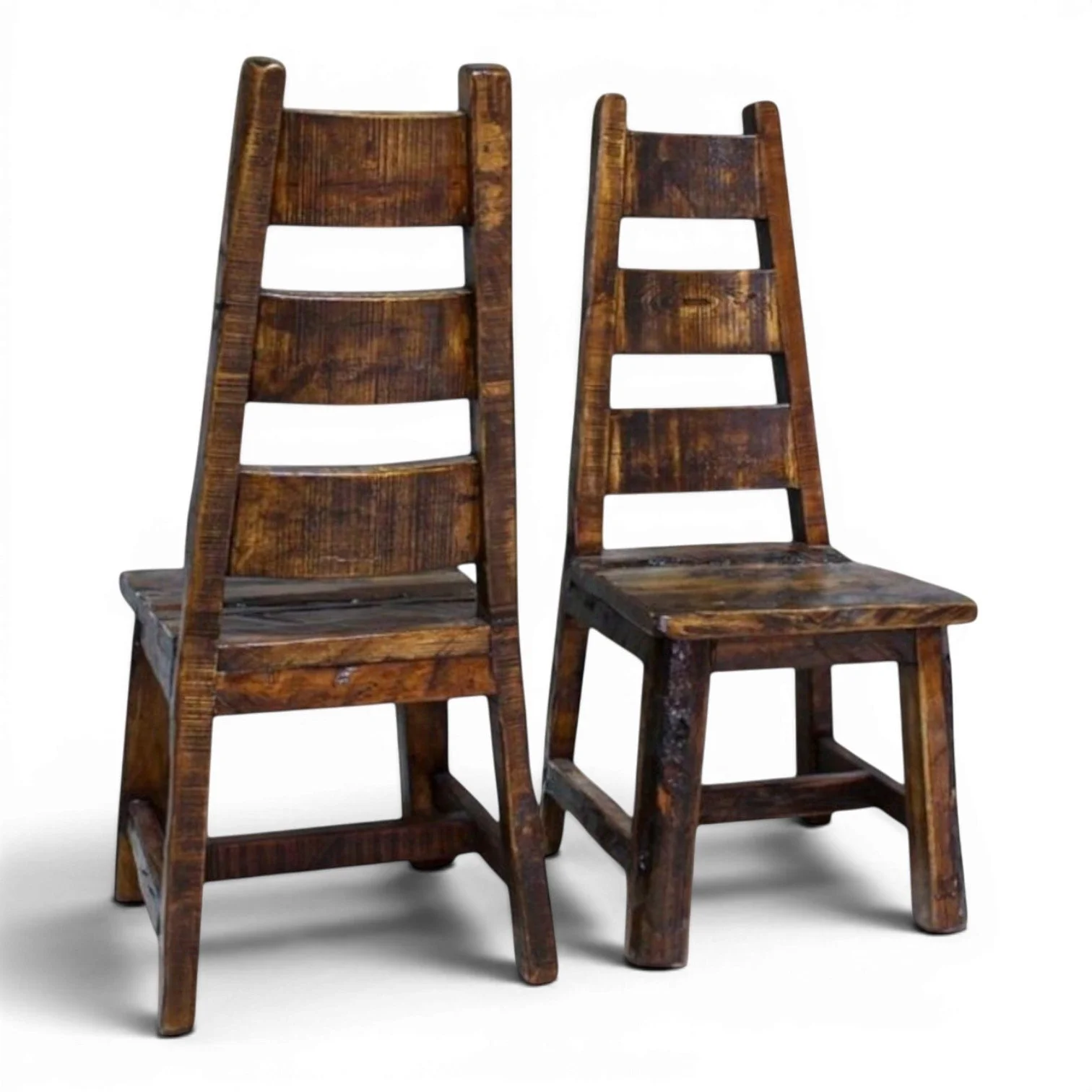 Tulum handcrafted Mexican reclaimed wood dining chair with dark stain and Western-inspired design