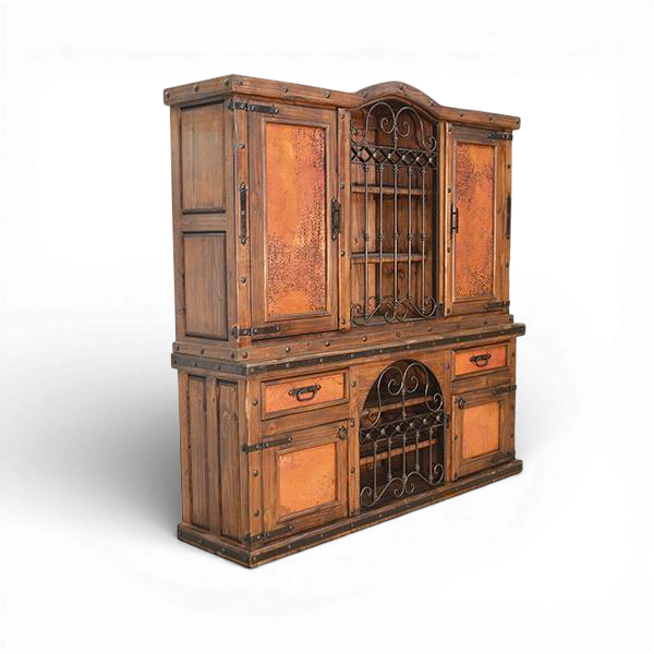 El Chapote Copper Hutch with Wine Rack