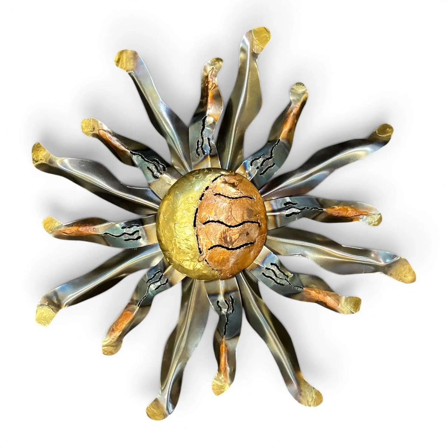 Sol de Cobre – Handmade Mexican Copper Sun Wall Art - Estillo 2