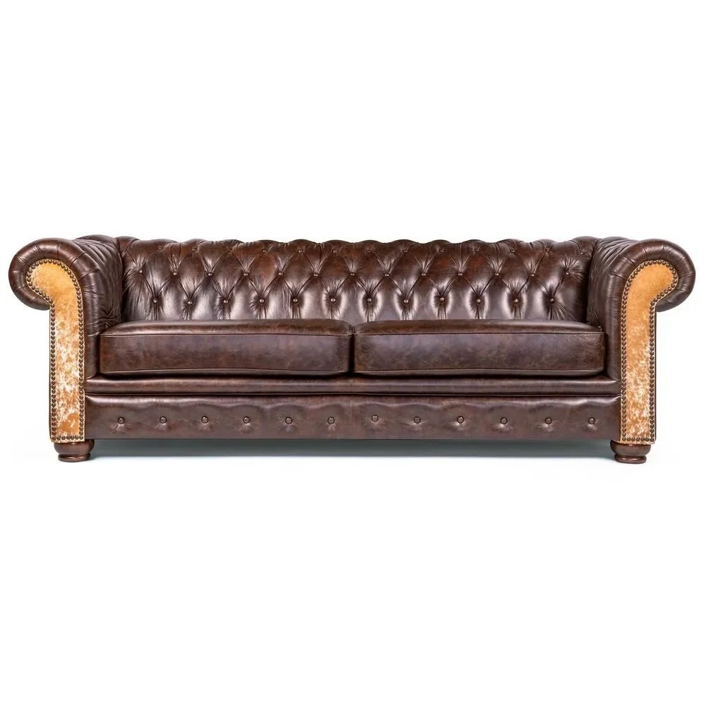 Yellowstone Button Tufted Leather Sofa