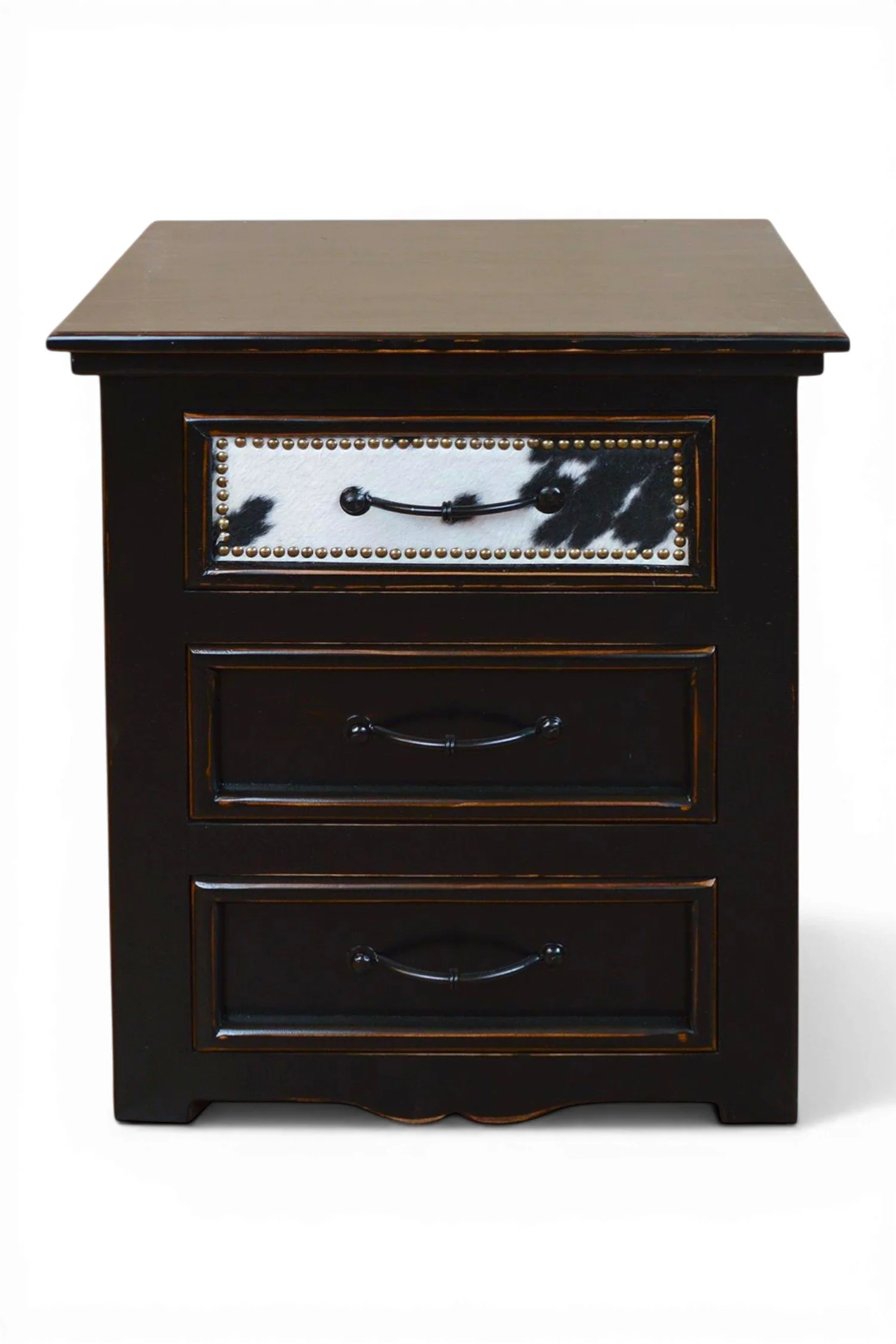 San Saba Black & White Cowhide Nightstand