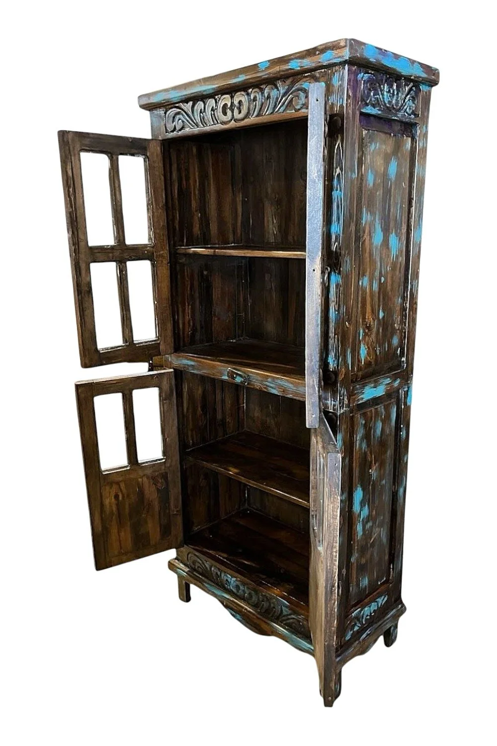 Gran Misterio Carved Curio Cabinet - Blue