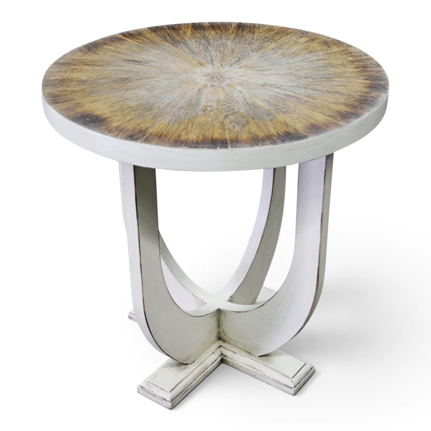 Arrozal End Table | Handmade Distressed White End Table