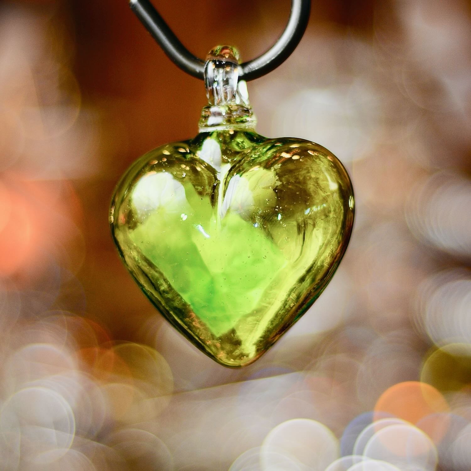 Handblown Glass Heart - Lime Green