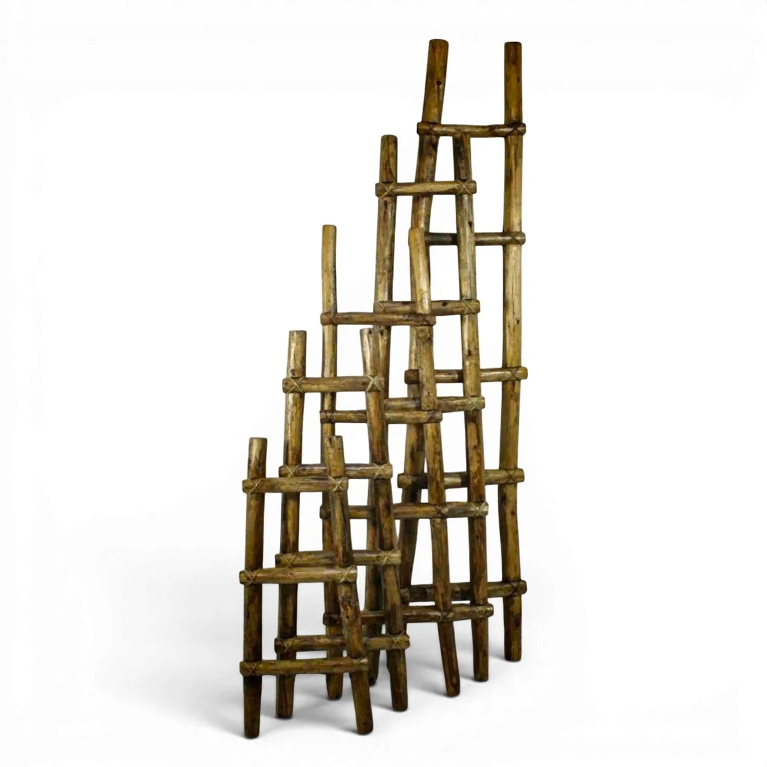 Handmade Mexican painted reclaimed wood Kiva ladder