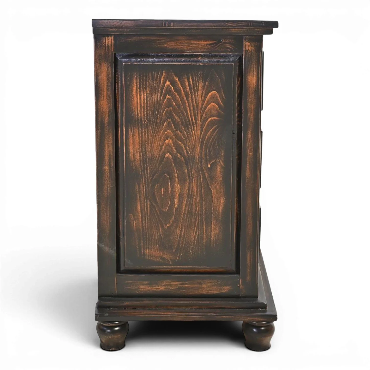 Handmade Mexican Arenas Negras dresser with black washed finish and iron hardware