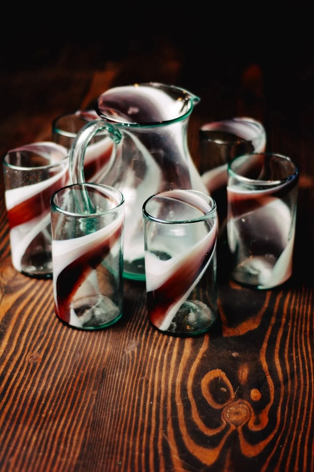 Morado y Blanco Handblown Glass Set