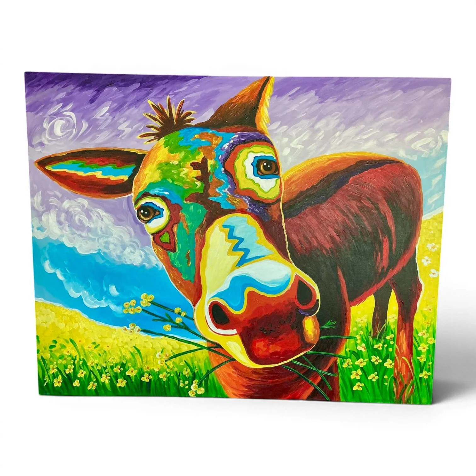 El Burro Feliz Happy Donkey Canvas Painting | Mexican Wall Art
