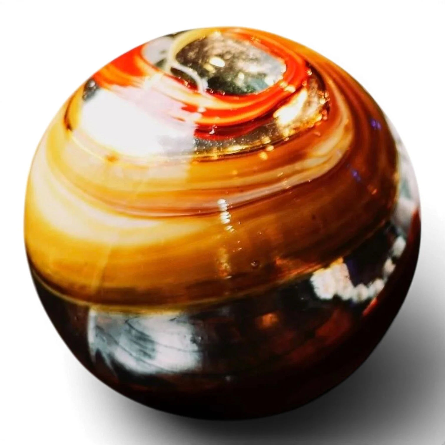 Handblown Mexican glass sphere decorative accent with glossy finish