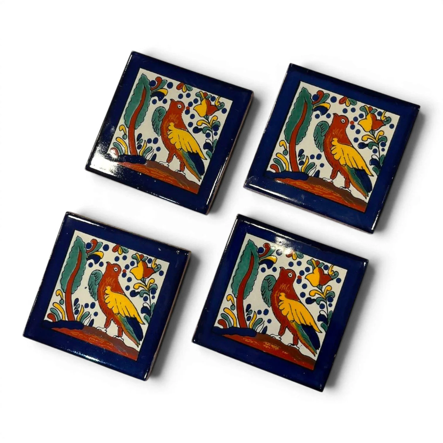 Talavera Tile Coaster Set – Handmade Mexican Tile Coasters (Set of 4)