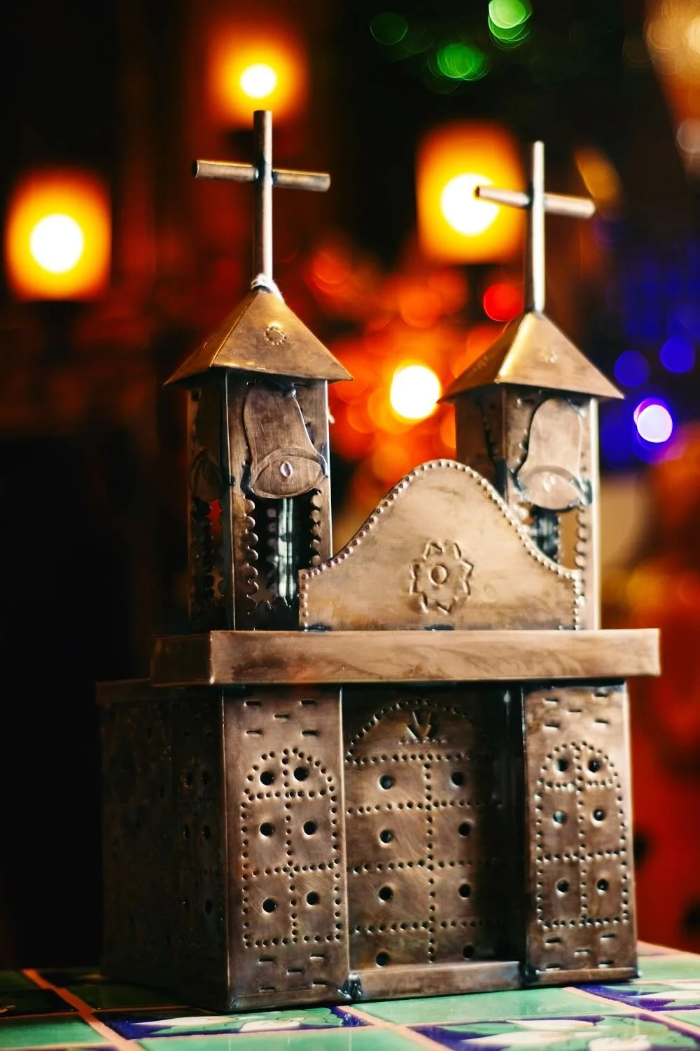 Mission Luminaria Bronze – Handmade Mexican Tin Lantern