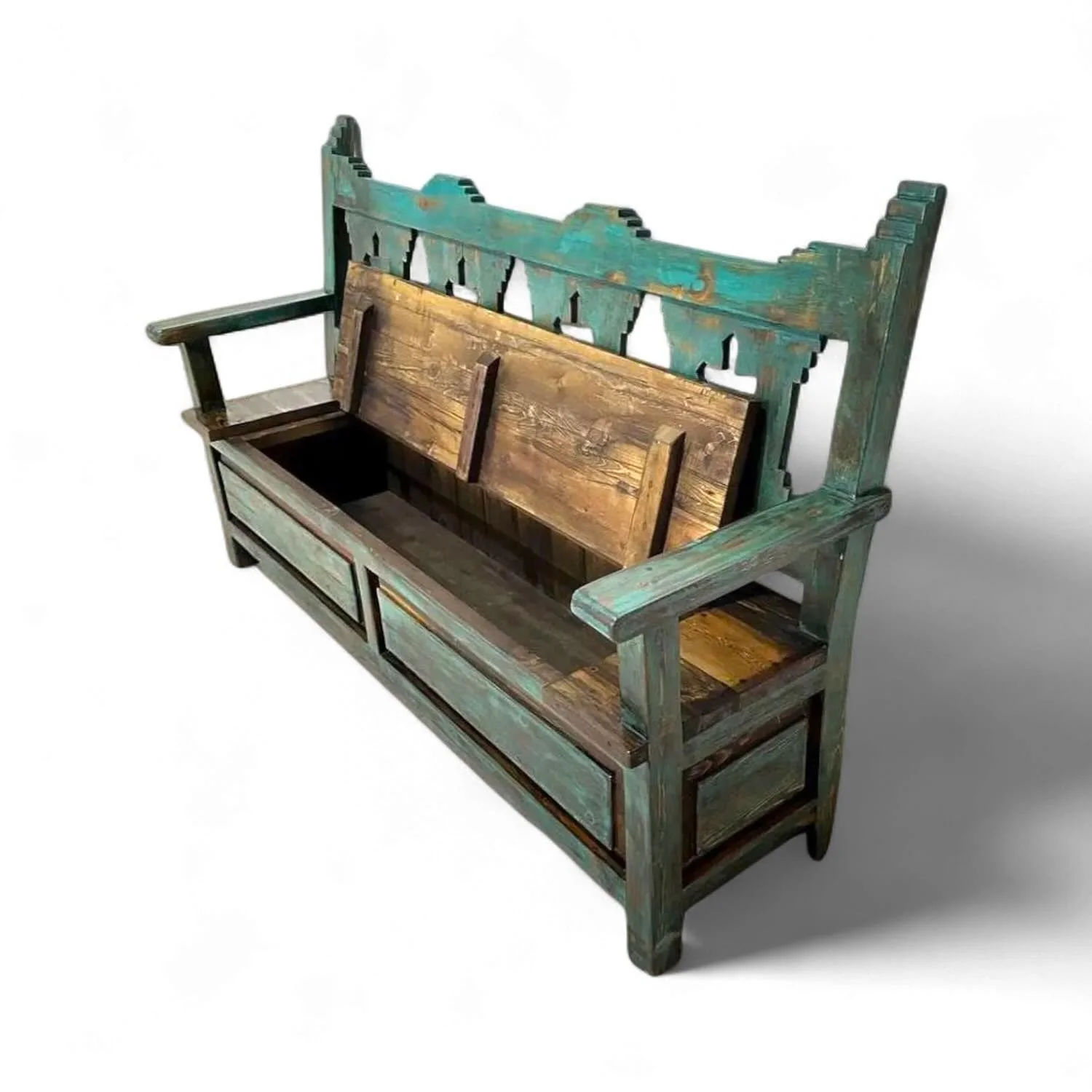 Las Cruces Turquoise Storage Bench