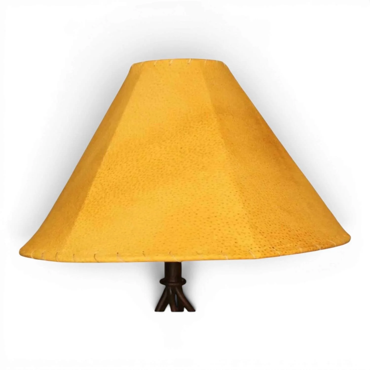 Handcrafted Mexican pigskin lampshade with natural leather finish for rustic and Southwestern lighting