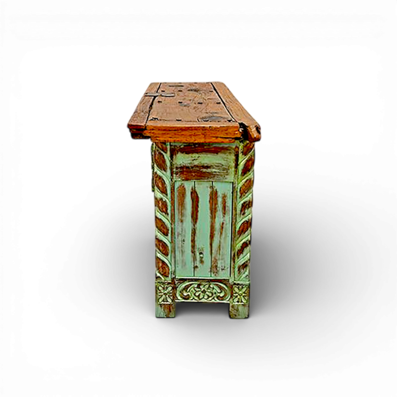 Chihuahua Hand Carved Saddle Credenza - Turquoise