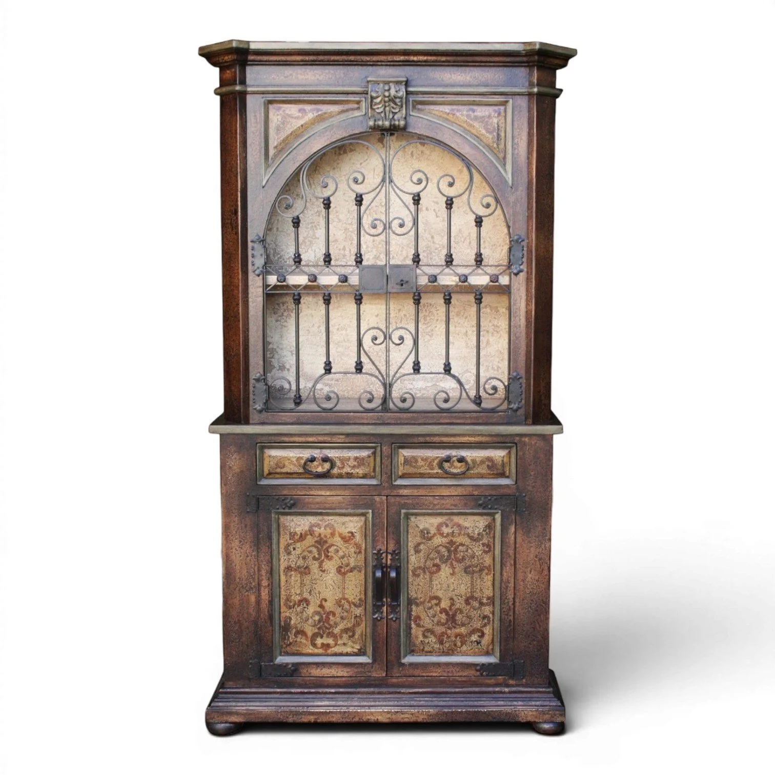 Nazca Peruvian Armoire with Wrought Iron Doors
