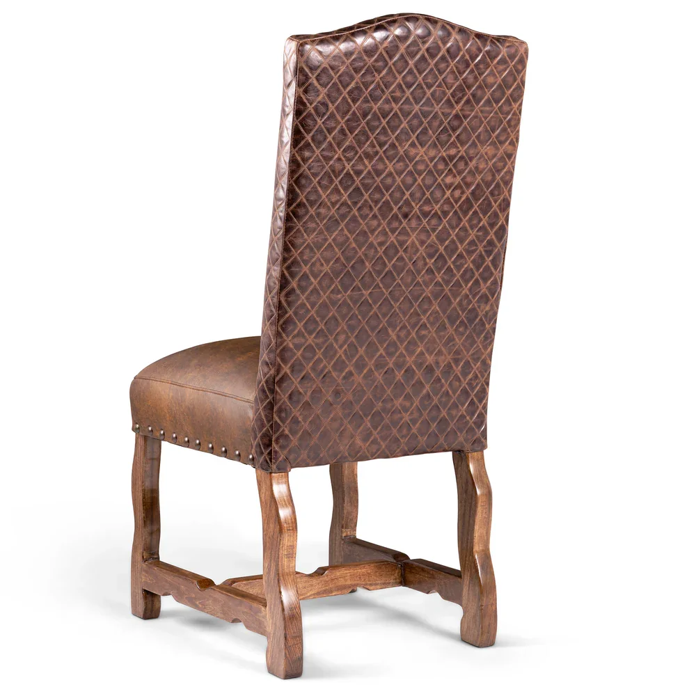 Montana Western leather dining chair with genuine artisan leather upholstery and solid hardwood frame.