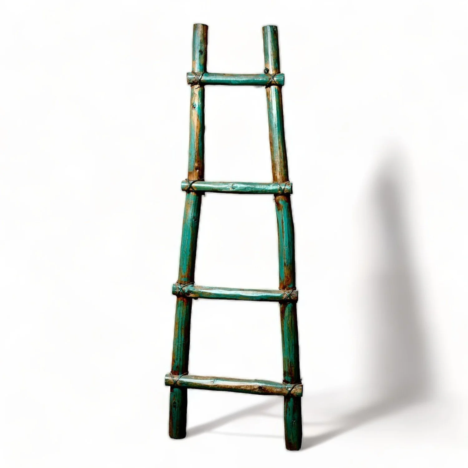 Handmade Mexican painted reclaimed wood Kiva ladder